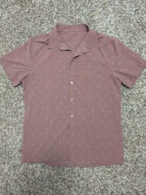 Vuori Short-Sleeve Bridge Button Down in Terracotta Bird